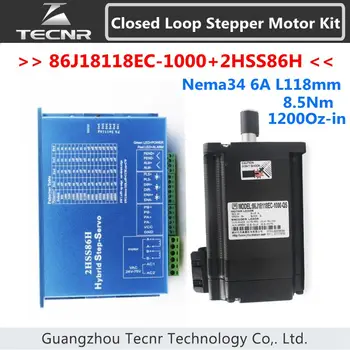 

Nema34 Closed Loop Motor 8.5Nm 6A 1200Oz-in DC(40-110V) / AC(60-80V ) diameter 86mm 86J18118EC-1000 + 2HSS86H motor driver