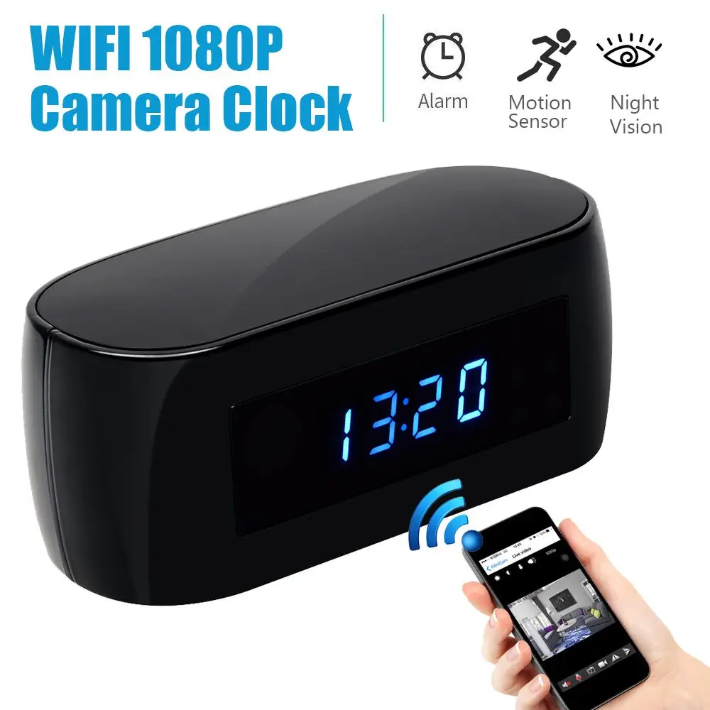 

HD 1080P 140 degree USB Wireless WIFI Camera Alarm Clock IR Motion Detection Home Security 25 Frame 64G