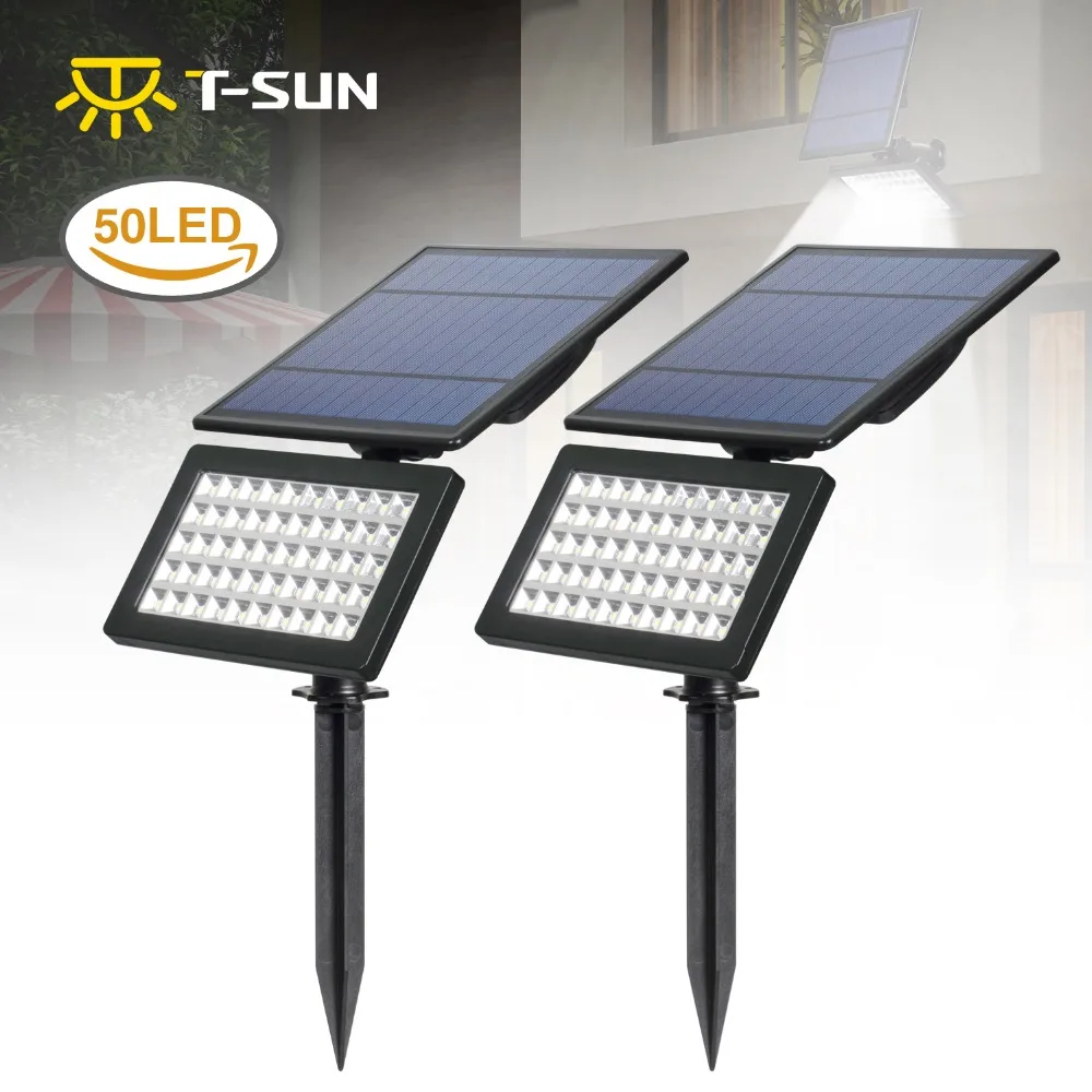 

2 PACK Flood Lights Outdoor 50 LED 2 Modes Solar Wall Lights Adjustable Security Lighting for Yard Garden
