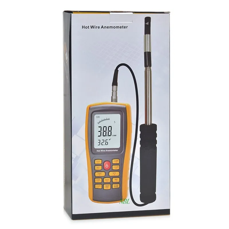 GM8903 Hot Wire цифровой анемометр ветер Скорость скорости воздушного потока Температура метр измерения 0-30 м/с точность 2oC USB Интерфейс