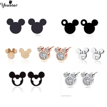 Yiustar маленькие серьги-гвоздики с Микки Маусом, маленькие серьги с кристаллами T Bar для женщин и детей, Лучшие украшения на день рождения и Рождество