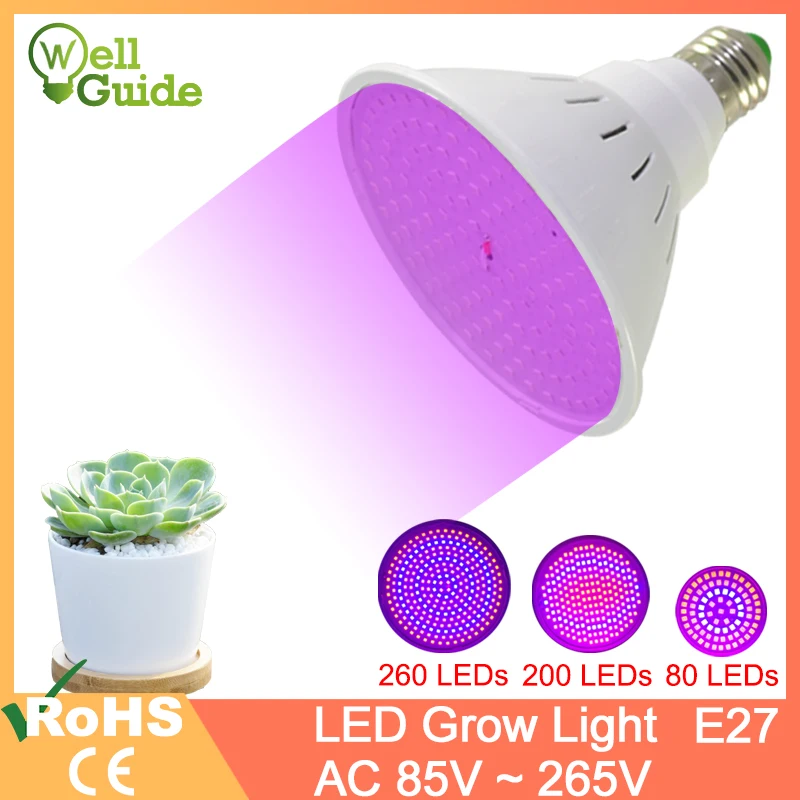 Светодиодный светильник E27 Светодиодный светильник полный спектр 4 Вт 3 Вт 50 Вт 80 Вт AC85-265V лампа для комнатных растений ИК УФ для цветущие растения Гидропоника