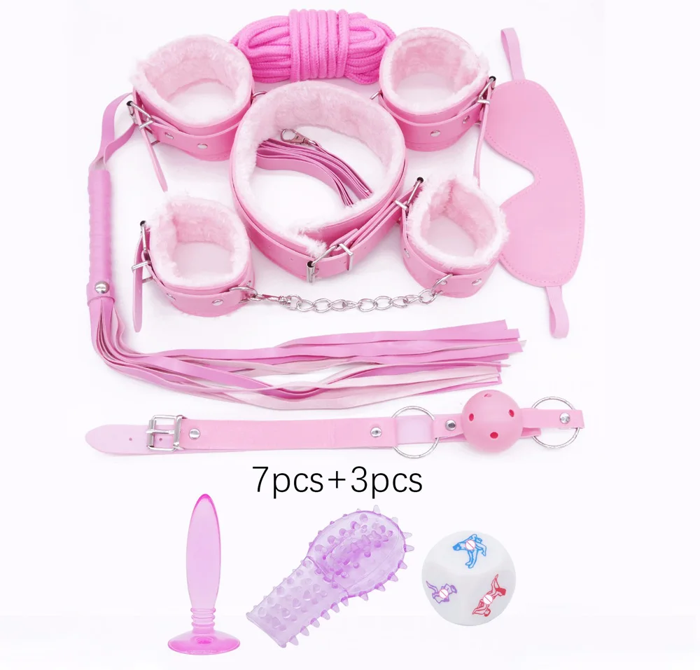Cena DOMI gorąca sprzedaż 10 sztuk zestaw PU skóra dorosłych gry erotyczne bdsm zabawki kobiety fetysz Bondage Sex zabawki