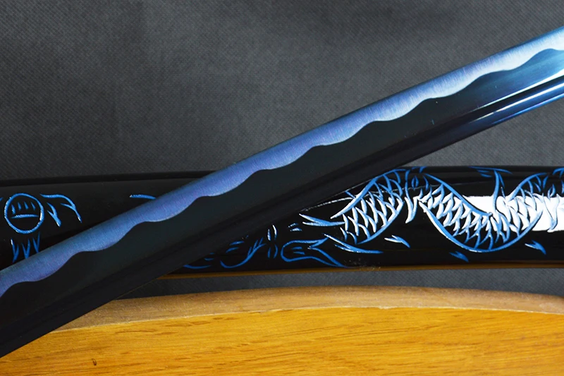 Günstige Brandon Schwerter Japanischen Samurai Katana Schwert High Carbon Stahl Sharp Blau Klinge Schlacht Bereit Schwert Drachen Mantel Espadas Messer