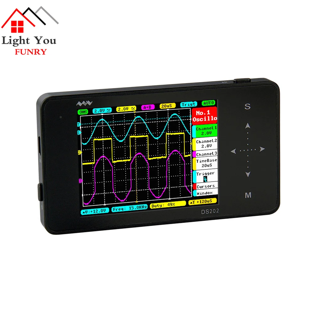 

English menu Portable LCD Digital Multimeter Oscilloscope Touch Screen USB 1MHz Pocket 8MB Handheld Automotive Osciloscopio
