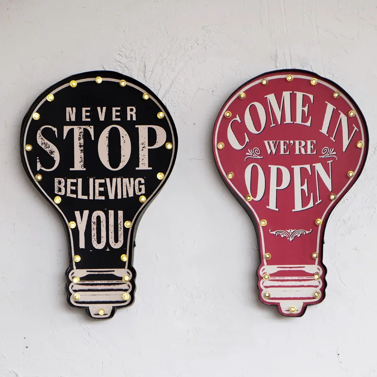 

American country retro light bulb wall decoration LED light ornament creative bar cafe shop wall murals