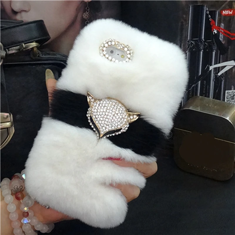 

Luxury Fancy Rabbit fur diamond fox phone case cover For Samsung galaxy j2 j4 j6 A10 A20 A30 A50 a6 a7 a8 2018 prime plus pro