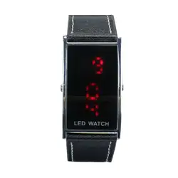 Горячая Мода цифровые часы светодиодный Дата Для женщин Для мужчин наручные часы черный кожаный спортивный браслет наручные часы оптом