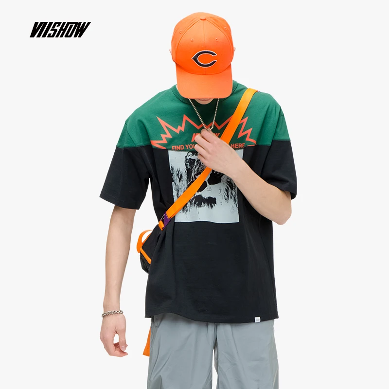 VIISHOW 2019 Brand Casual 100% Cotton t shirt men Black Printed Men's T-shirt Mens Clothing Trend O-Neck Top Tees TD1537192