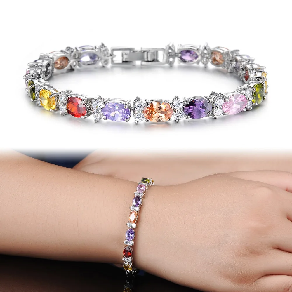 Fate Love Fashion New Arrival Bracelets AAA Cubic Zircon Colour Stones Silver Color Wedding Bracelet Woman Party Jewelry FL419