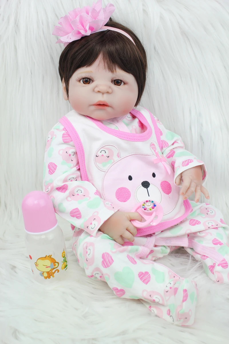 

22" Full Silicone Bebe Reborn Girl Doll Realistic 55cm Vinyl Newborn Baby Toddler Dolls Waterproof Body Bedtime Toy Gift