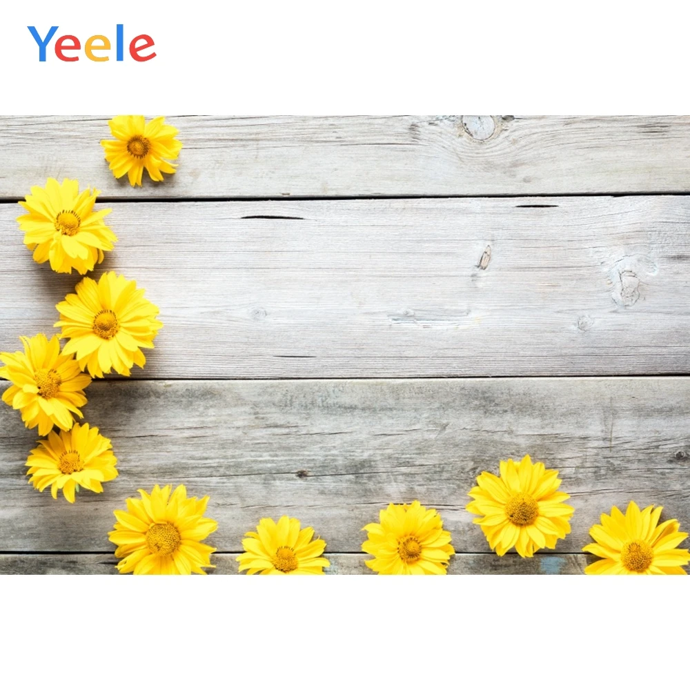 

Yeele Wooden Board Yellow Flowers Baby Boards Backdrops Photography Background Customized Photographic Backdrop For Photo Studio