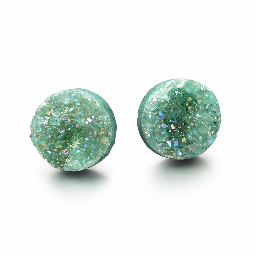 

Bijoux Elegant Wedding Real Natural Stone Stud Earrings For Women Jewelry Round Ear Stud Pendientes Mujer Moda 2019 Gift