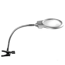 Светодиодный лампа лупы клип увеличительная лампа настольная лампа зажим настольный стол 2X 5X настольная Светодиодная лампа для чтения клип лампа