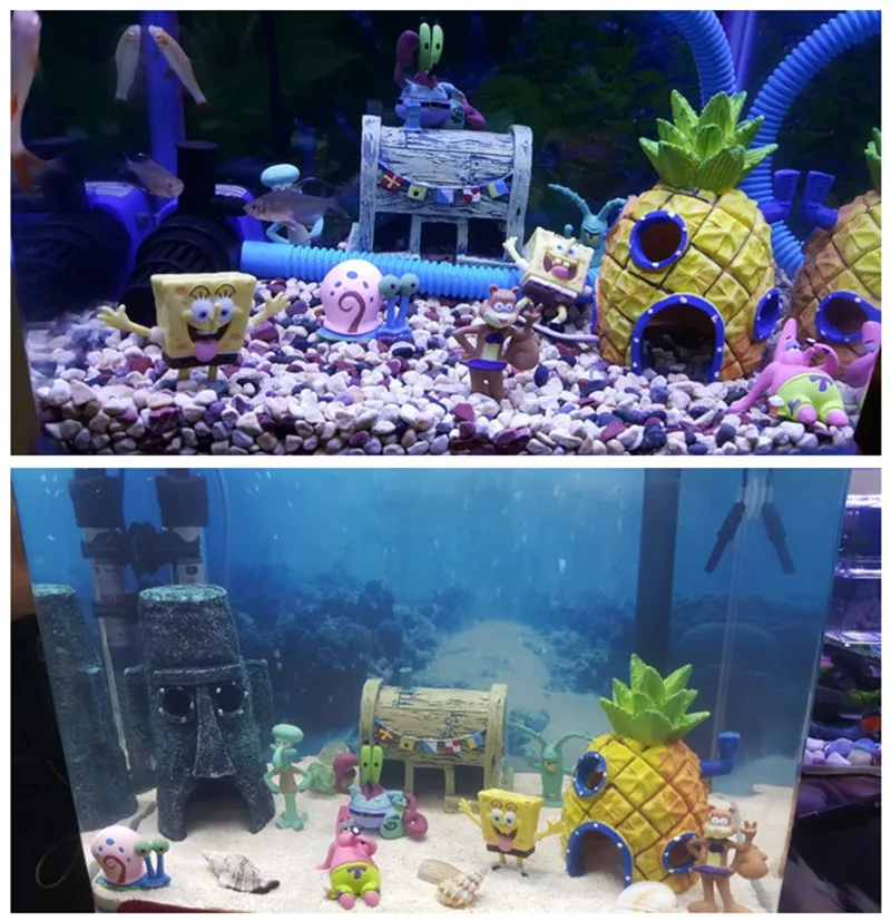 Cartoon Aquarium Spongebob Figure Ornament Fish Tank Decoration
