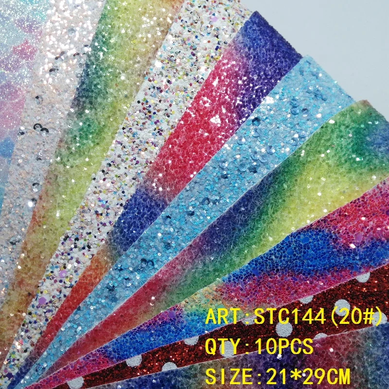 Прозрачный запас 1 комплект(10 шт.) 21X29 см Alisa Glitter Cuero Sintetico блестящая кожа для DIY аксессуары для волос ремесло STC144 - Цвет: 20