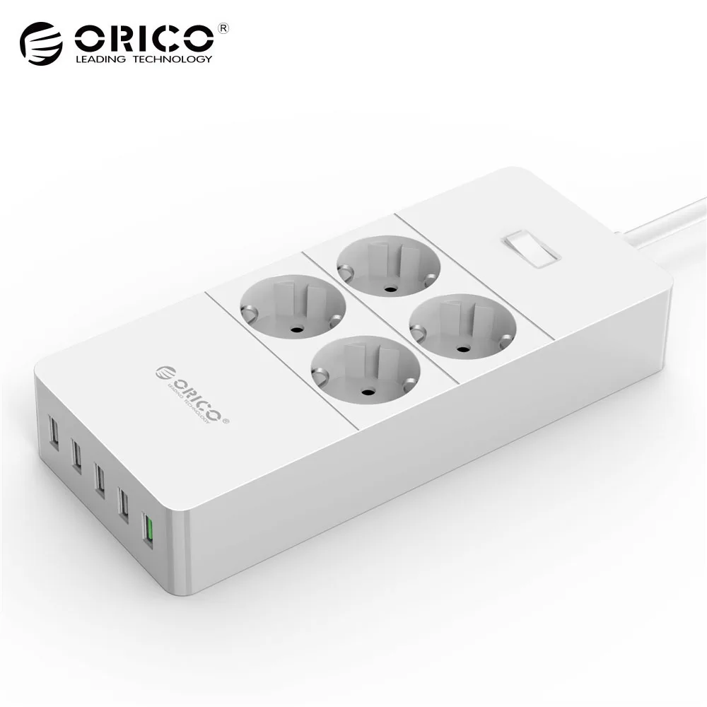 

ORICO HPC-V1 USB Electrical Socket 4 AC Outlets and 5 USB Ports Power Strip Quick Charger 2.0 with 1.5M Cable EU Plug White