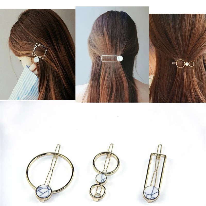 

Women Geometric Barrettes Bobby Pin Hair Accessories Hairpins Hair Clip for Girls Alloy Gold Color Hairgrips Hair Accessories