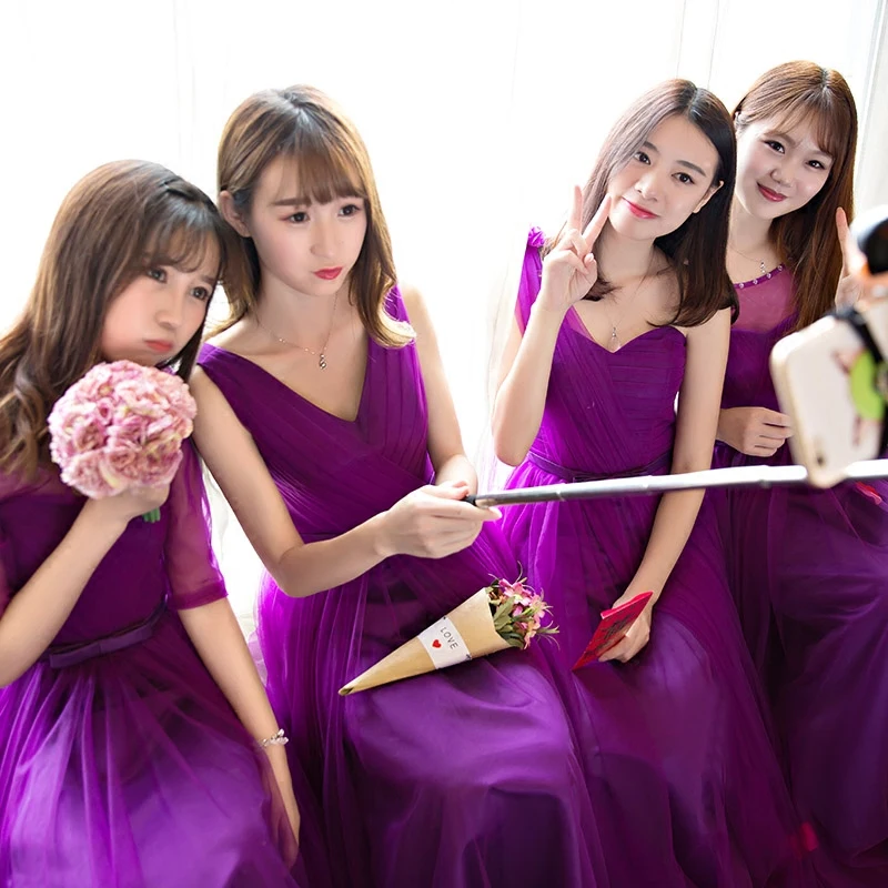 Элегантные фиолетовые платья подружек невесты длинное платье для свадьбы Вечерние женское платье demoiselle d'honneur