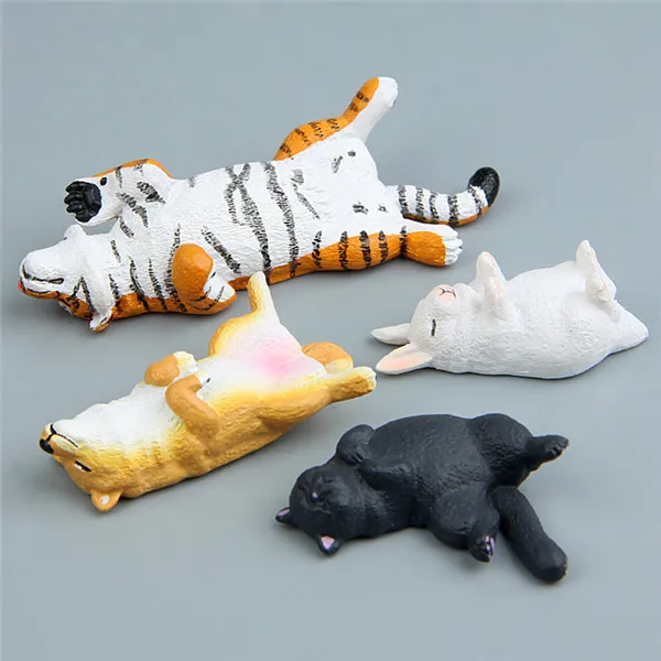 Cute Lazy Sitting Pets Animals Tiger Rabbit Dog Cat Lifelike pvc toys fridge magnets - 1
