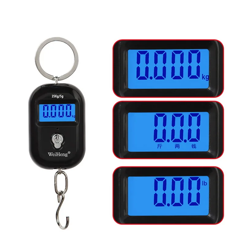 25kg Mini Digital Electronic Luggage Scale Portable Suitcase Scale Handled Travel Bag Weighting Fish Hook Hanging Scale