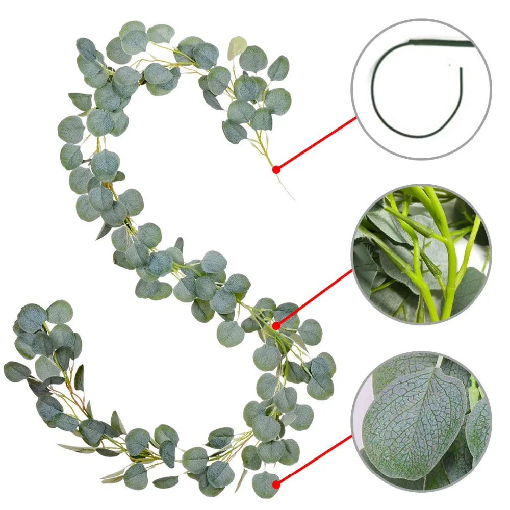  1M Artificial Eucalyptus Vines Christmas Greenery Garland for Wedding Backdrop Arch Wall Flower Tab