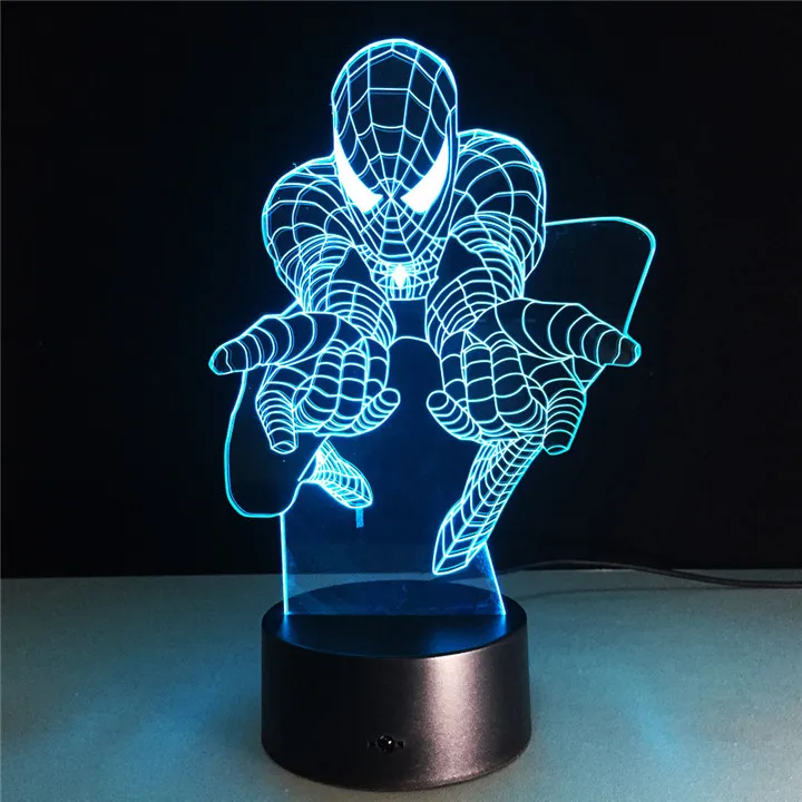 Best детский подарок 3D Luminaria Человек-паук ночник Marvel любителей кино супергероя лампы USB Цвет изменение стол Декор Прямая