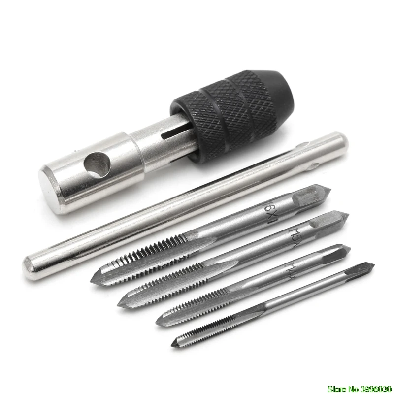 

5 Pcs T Type Hand Screw Thread Taps Drill Kit M3 M4 M5 M6 Set w/Wrench