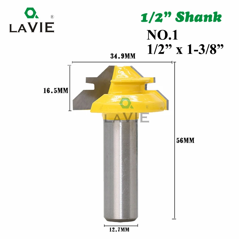 LAVIE 3 шт. 12 мм 1/" хвостовик 45 градусов замок Торцовочные биты клеевой шарнир набор 1/2" 3/" 1" шток фреза по дереву для соединения шип-паз резаки для дерева 03025