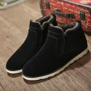 

Winter New Men's Snow Boots Men's British Warm Boots, Suede Leather Shoes, High Uppers, Leisure Thickening Cotton Boots Men
