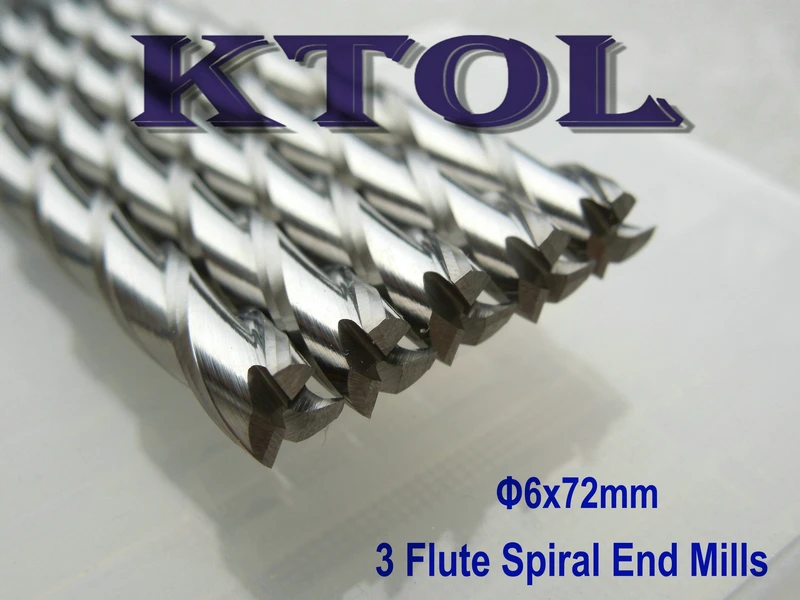 

NO Burr 6*72MM 3 Spiral Flute End Mills Carbide Tungsten Tool MDF Cutter,Woodwork CNC Mill Tool Set on Acrylic Cutting Machine
