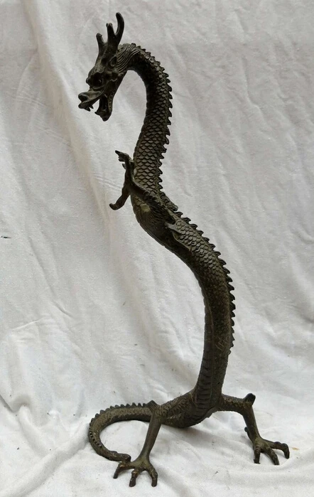 

wholesale factory 16" China bronze copper carved beautiful Febng Shui dragon sculpture Statue