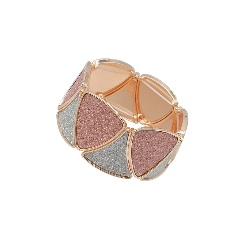 Сияющий серый розовое золото цвет сплав браслеты для женщин геометрический треугольник Сращивание широкий эластичный браслет подарочные браслеты и ювелирные изделия
