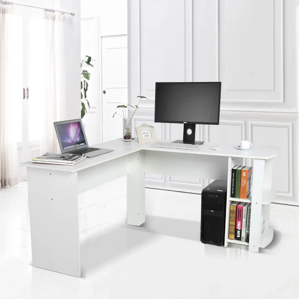 Офисный деревянный Офисный Компьютерный письменный стол домашний игровой ПК мебель l-образный угловой компьютерный стол с книжной полкой