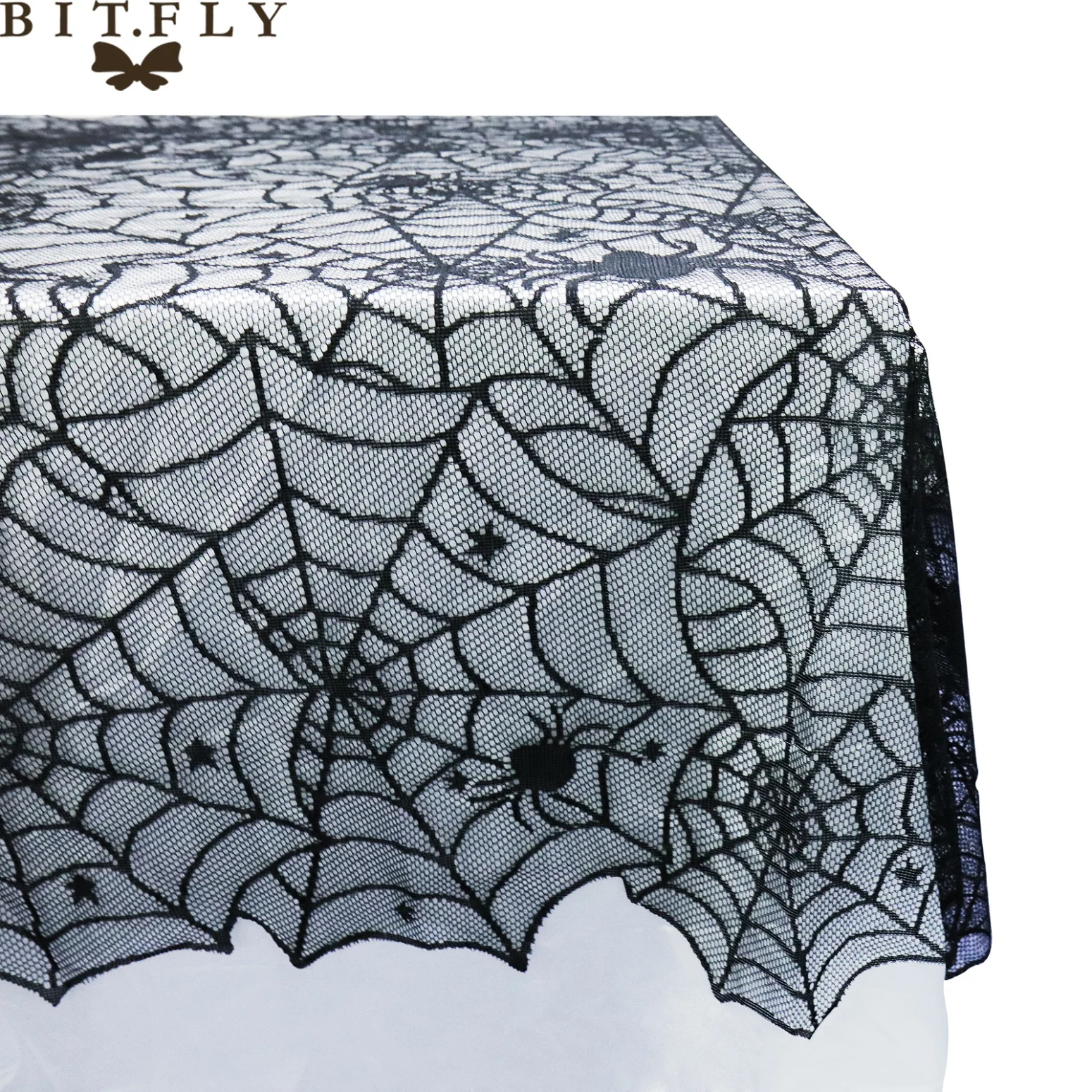 Black cobweb table cloth Halloween decoration table decor ghost mesh