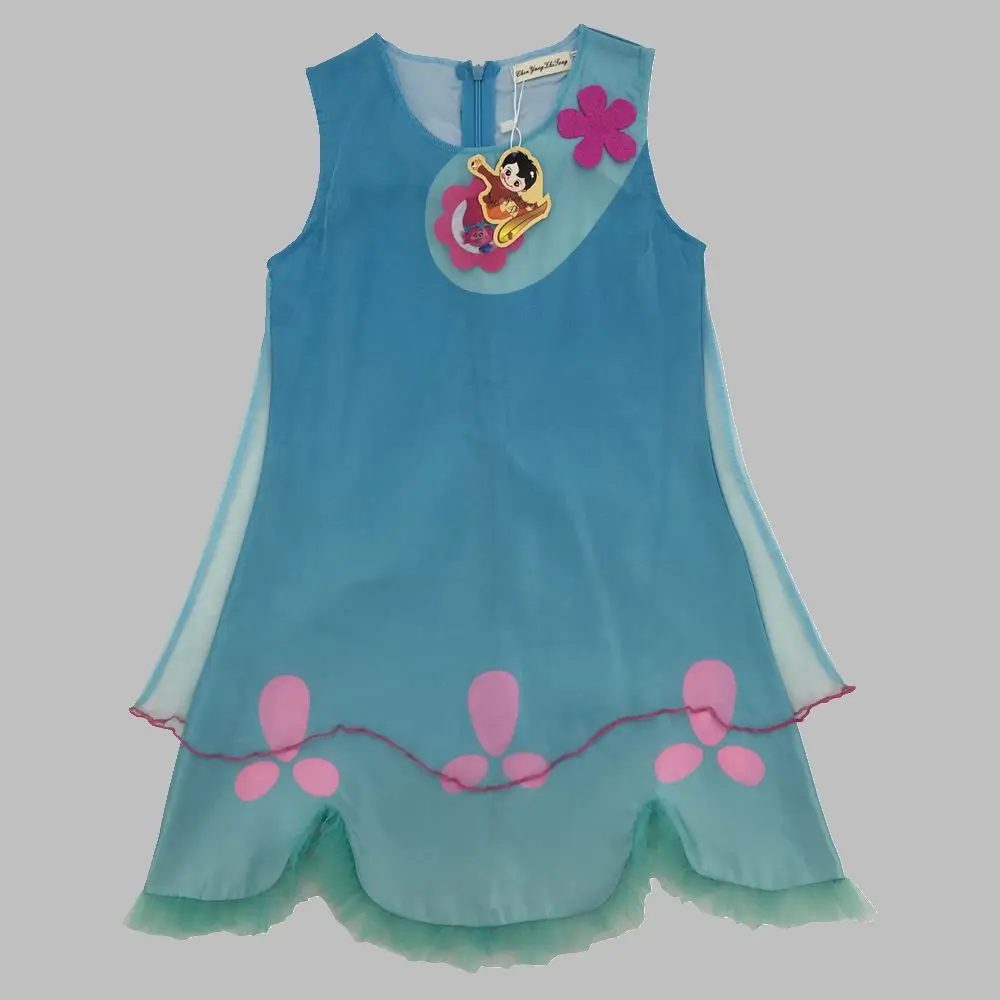 

2017 Trolls Dress Children Girl Net yarn Dress Summer Girls Costumes For Party Kids poppy lace Dresses Children Princess Dress