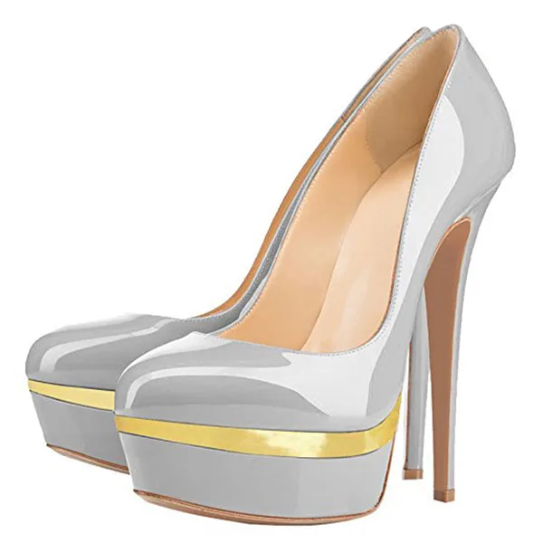 Onlymaker/туфли-лодочки женские туфли на высоком тонком каблуке 16 см и платформе 4 см; пикантные вечерние туфли из лакированной кожи на шпильке; большие размеры 15 - Цвет: H170450