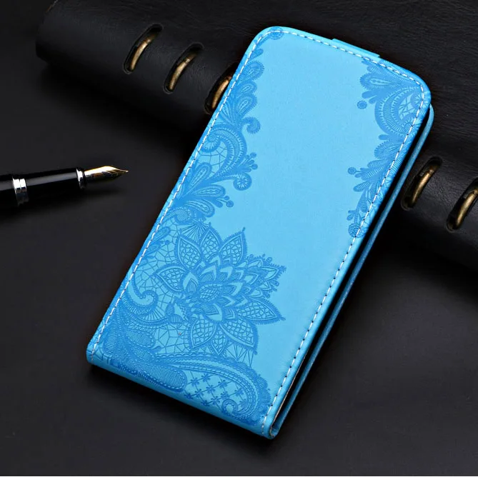 Деловой винтажный Чехол-книжка для Vertex Impress Aqua, чехол, специальный чехол из ПУ и пуха, простой милый чехол для телефона - Цвет: lace blue