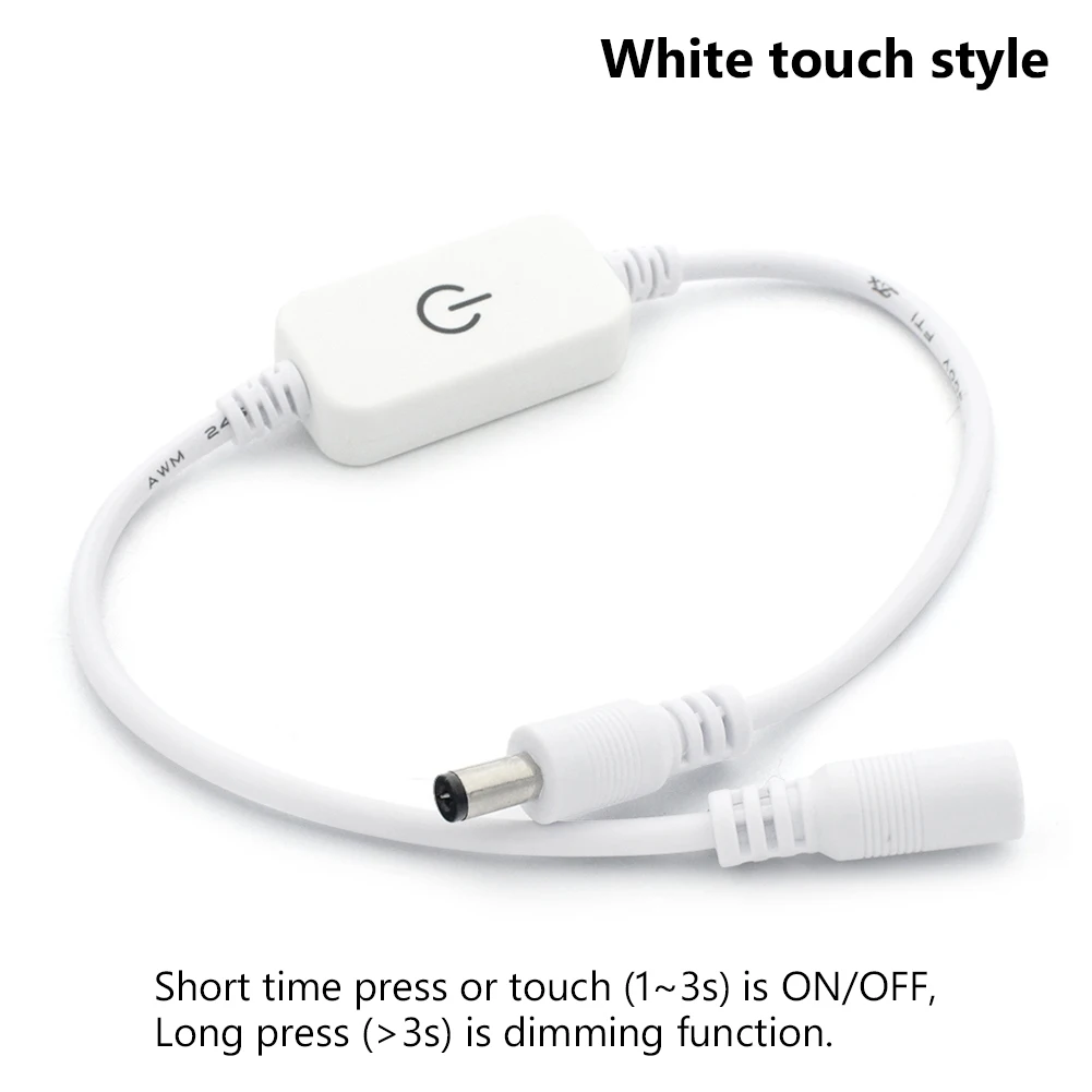 

Smart Touch 5.5*2.1mm DC Switch Cable Male Female Wire Power Adapter With ON OFF Switch For LED Strip Light 12V 1A BLACK WHITE