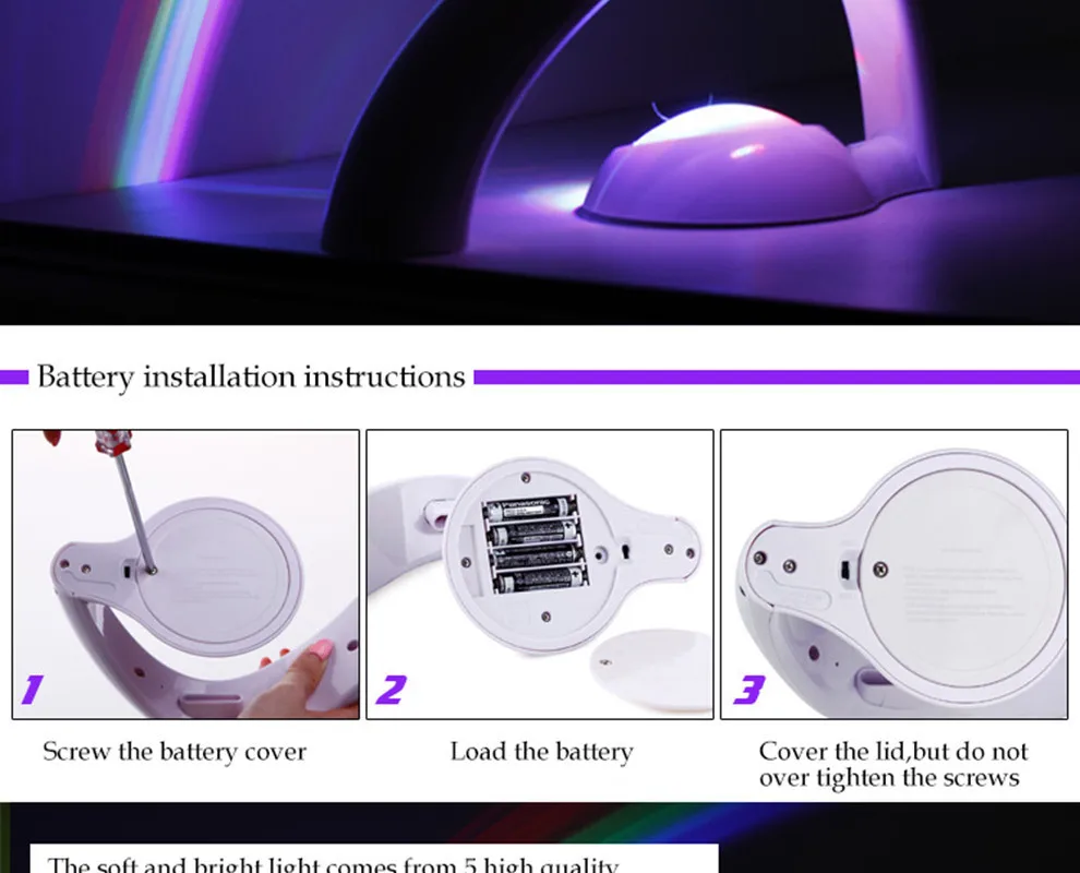 DCOO قوس قزح العارض مصباح إسقاط مصنع Ogival قوس قزح مصباح إسقاط ada الصمام مصباح منحنى الملونة الصغيرة ضوء الليل