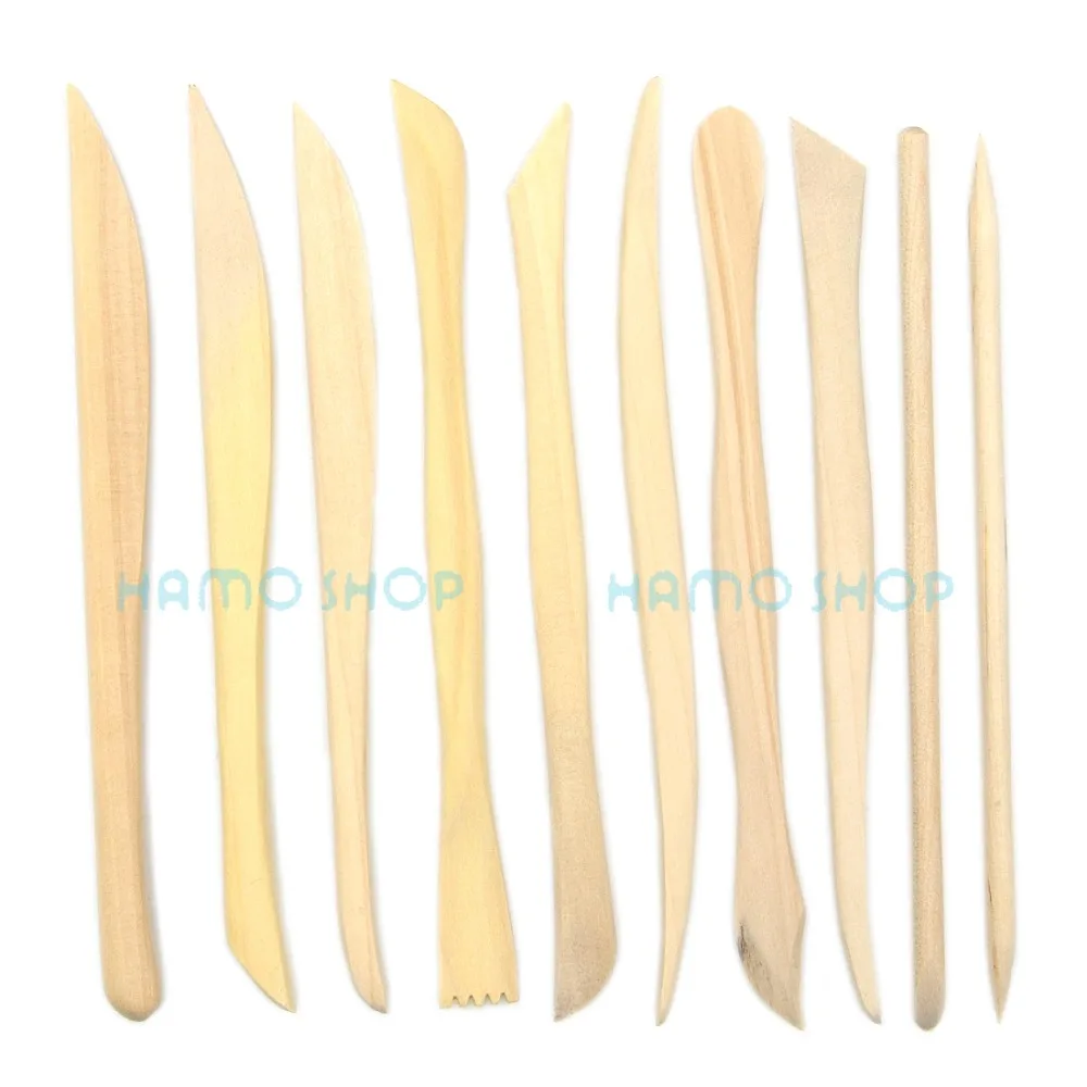 10pcs Wooden Clay Sculpture Pottery Carving Tools for Sculpting Modeling Set Kits