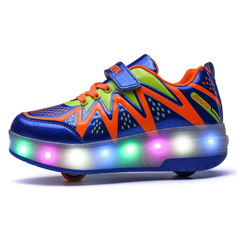 2019 New Children Wheel Shoes Fashion Light Up Roller Skate Sneakers For Kids Lights LED Boys Girls Glowing Sports Shoe