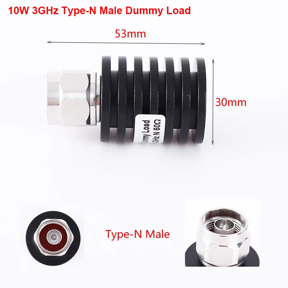 2 W 10 W 50 V type-N штекер нагрузки 50ohm RF коаксиальный терминал DC-3.0GHz 50 Ватт SWR 1,2 соединитель-фиксатор - Цвет: 10W 3GHz Type N Male