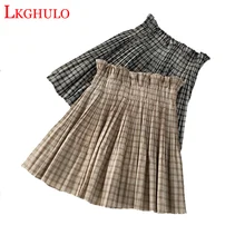 LKGHULO Harajuku, женская модная летняя плиссированная юбка с высокой талией, юбка в клетку для костюмированной вечеринки, каваи, женские юбки, A602
