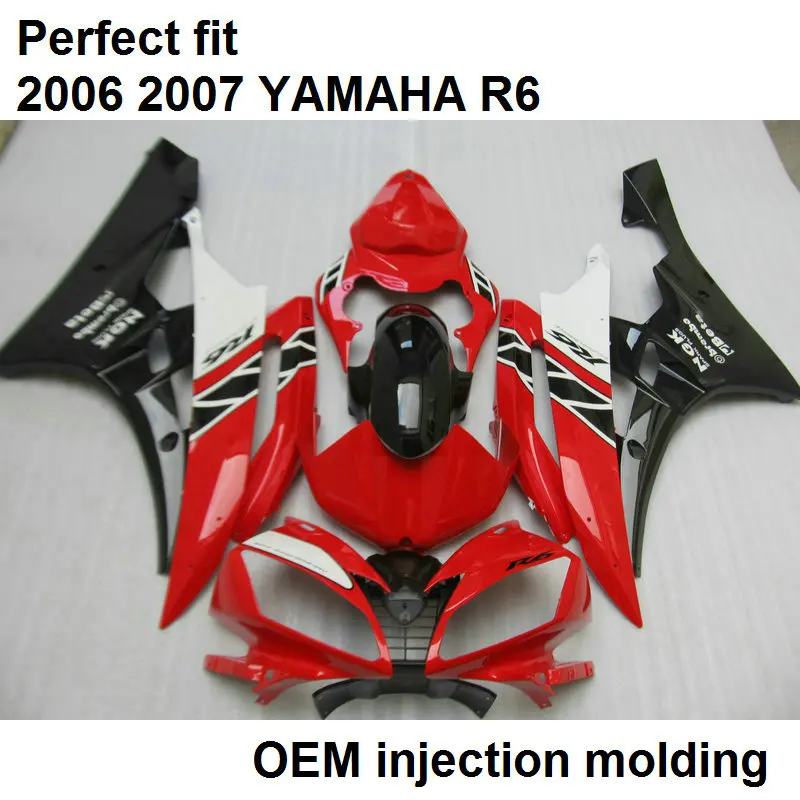 Motorcycle Bodywork Fairing Kit For Yamaha Yzf R6 2006 2007 Red Black