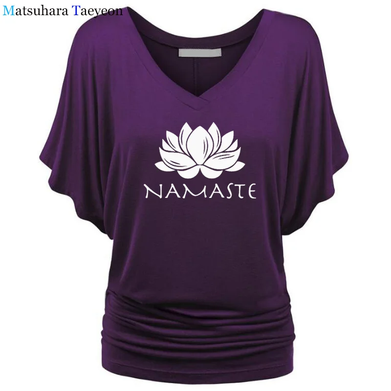 Fashion Women clothing Namaste Print Tee T-shirt Women Top Batwing Sleeve Female tops clothing t shirt Brand for girls Fashion Women clothing Namaste Print Tee T-shirt Women Top Batwing Sleeve Female tops clothing t shirt Brand for girls