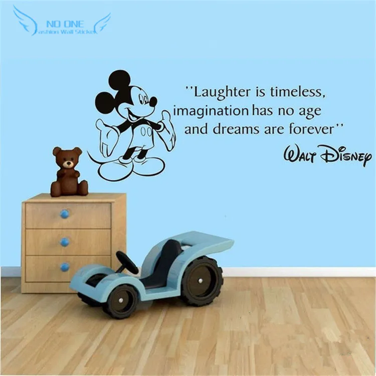 Free Shipping Mickey Mouse Wall Stickers, Mickey Mouse Quote For Baby Bedroom Art Mural Decor
