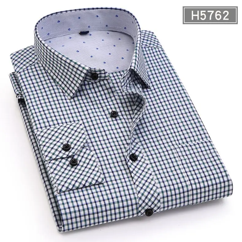 Базовая деловая Высококачественная Мужская рубашка, легкая в уходе модная рабочая одежда с длинным рукавом, умная повседневная мужская клетчатая рубашка