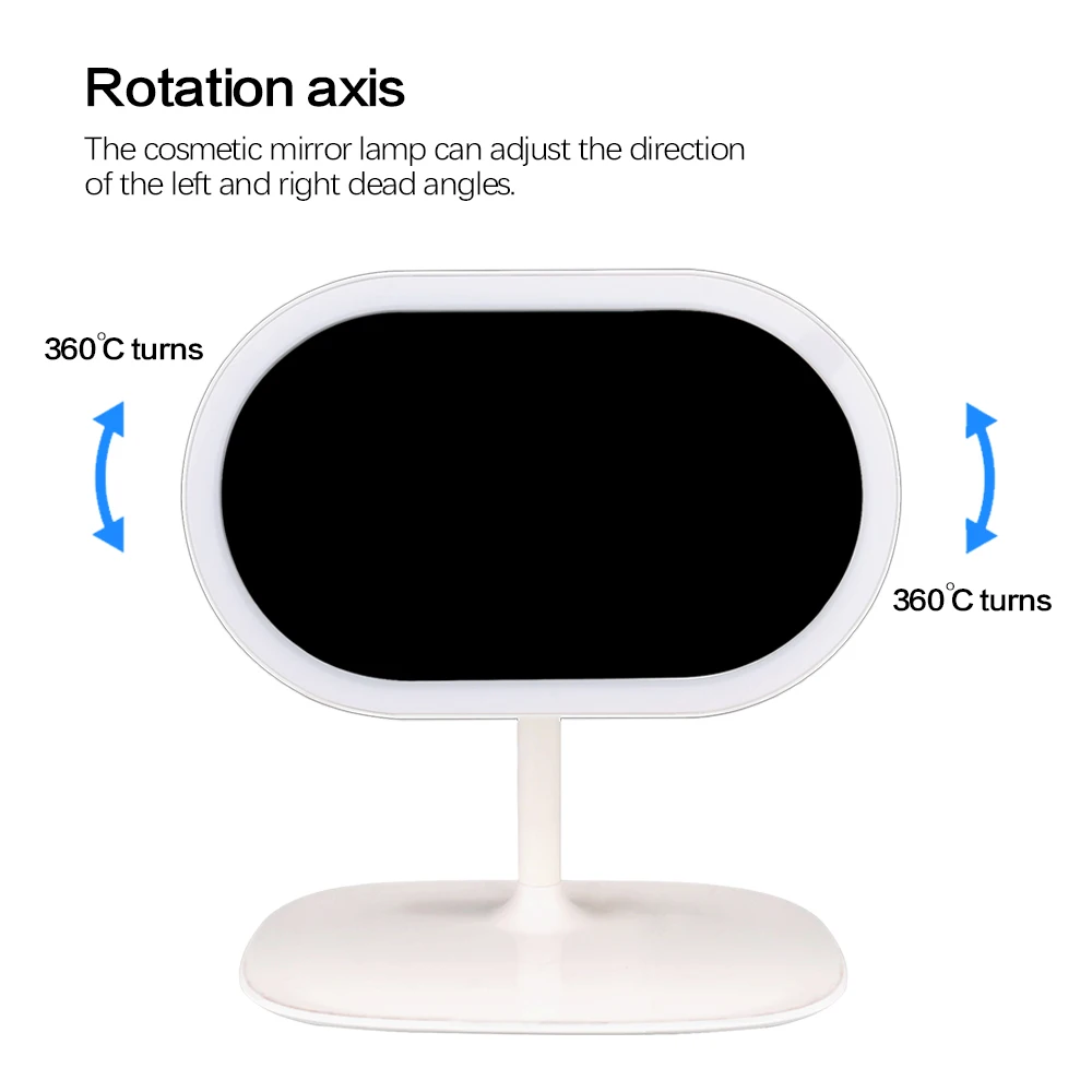 Путешествия Портативный беспроводные косметическое зеркало ночник 360 градусов свободное вращение зеркало для макияжа с подсветкой светодиодный настольный Поворотный LED-подсветка маленького зеркала