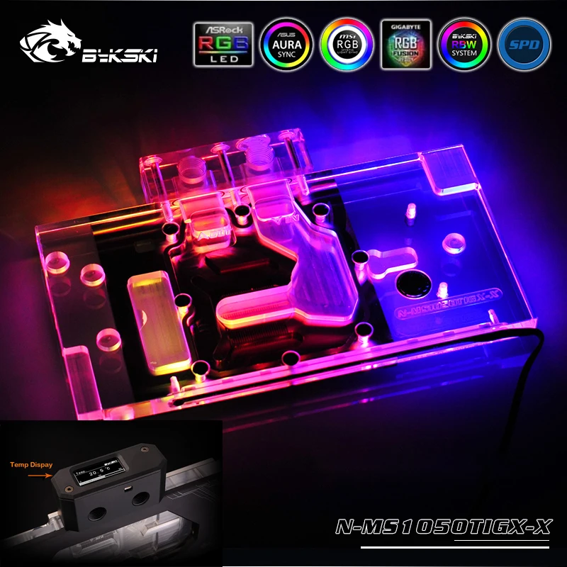 

Bykski N-MS1050TIGX-X VGA Full Cover Water Cooling Block with LED Light for MSI GeForce GTX 1050 Ti Gaming X 4G 4GB / 4GT OC